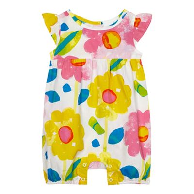 Baby girls' multi-colour floral woven romper